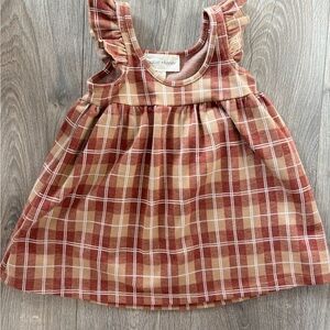 Mable + Honey Plaid Ruffle Sleeve Baby Dress